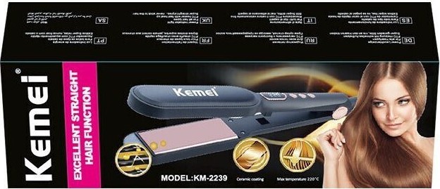 Ισιωτική Μαλλιών Kemei με Κεραμικές Πλάκες PTC - Επαγγελματικό Styling 140-220°C, Γρήγορη Θέρμανση 30