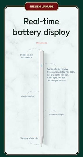 Ψηφιακή Γραφίδα Αφής για iPad (2018+) – Palm Rejection & Μαγνητική Στήριξη - Υψηλής Ακρίβειας, Ένδειξη Μπαταρίας, USB-C, Λευκή Ψηφιακή Γραφίδα Αφής για iPad (2018+) – Palm Rejection & Μαγνητική Στήριξη - Υψηλής Ακρίβειας, Ένδειξη Μπαταρίας, USB-C, Λευκή