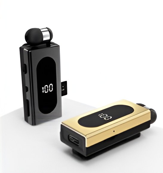 Ακουστικό Bluetooth Clip-On – Hands-Free με Multipoint - Bluetooth 5.3, Οθόνη LED, MP3 Player TF Card, Δόνηση, Αυτόματο Καλώδιο