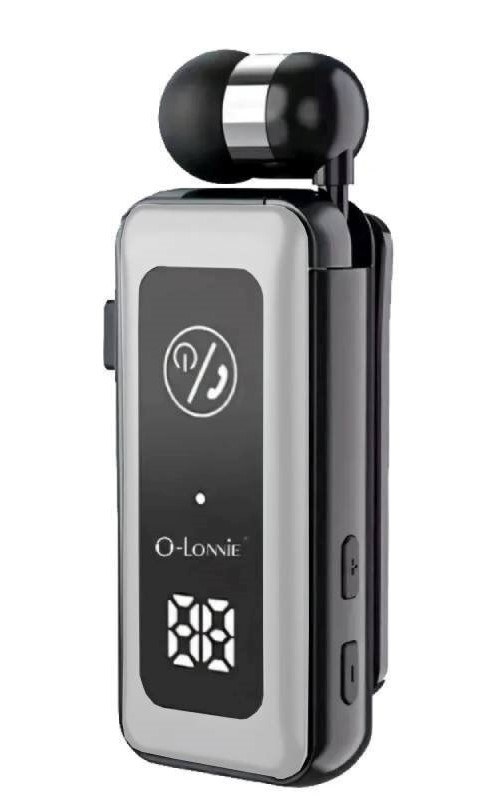 Ασύρματο Ακουστικό Bluetooth Clip-On – Hands-Free με Δόνηση & LED Οθόνη - Υποδοχή TF Card, Ειδοποιήσεις, Μαύρο/Ασημί/Χρυσό