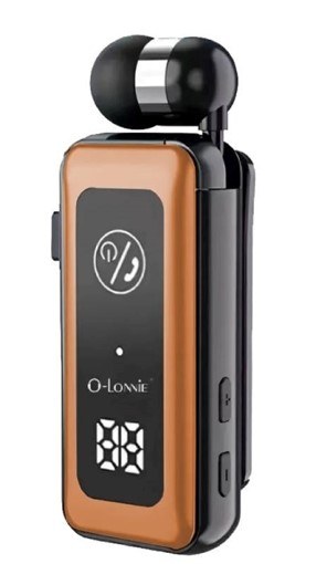 Ασύρματο Ακουστικό Bluetooth Clip-On – Hands-Free με Δόνηση & LED Οθόνη - Υποδοχή TF Card, Ειδοποιήσεις, Μαύρο/Ασημί/Χρυσό