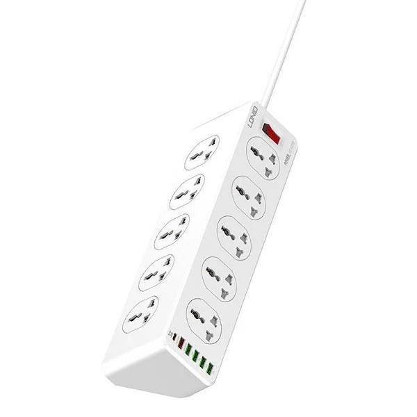 Πολύπριζο Ldnio με Διακόπτη και USB – 10 Θέσεις, 2m Καλώδιο, Λευκό