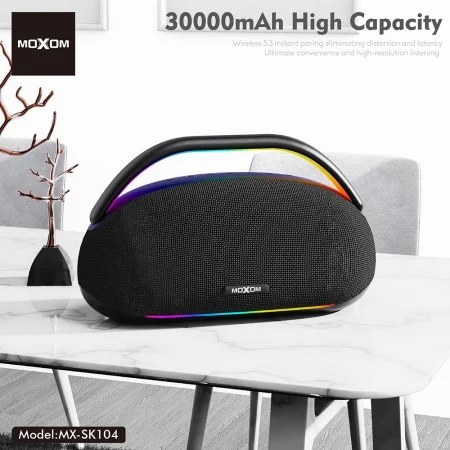 Ασύρματο Ηχείο Karaoke Moxom 400W – Με 2 Μικρόφωνα & RGB Φωτισμό - Bluetooth 5.3, Μπαταρία 30000mAh, HiFi Sound, Φορητό Ασύρματο Ηχείο Karaoke Moxom 400W – Με 2 Μικρόφωνα & RGB Φωτισμό - Bluetooth 5.3, Μπαταρία 30000mAh, HiFi Sound, Φορητό