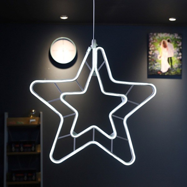Φωτιζόμενο Χριστουγεννιάτικο Αστέρι LED Neon 60cm – IP65 Αδιάβροχο Ψυχρό Λευκό - Εξωτερικού & Εσωτερικού Χώρου, Εορταστικός Στολισμός