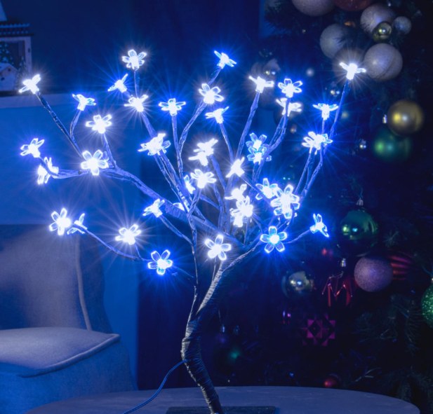 Φωτιζόμενο Διακοσμητικό Δέντρο Κερασιά 48 LED – Ατμοσφαιρικός Φωτισμός - 47cm, Επιτραπέζιο, για Σαλόνι & Εορταστική Διακόσμηση