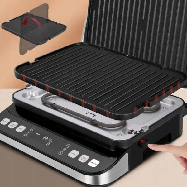 Τοστιέρα Γκριλιέρα 3-σε-1 2000W – Ψηφιακός Έλεγχος - Αντικολλητικές Πλάκες, Άνοιγμα 180°, Αποσπώμενες Πλάκες, Ανοξείδωτη