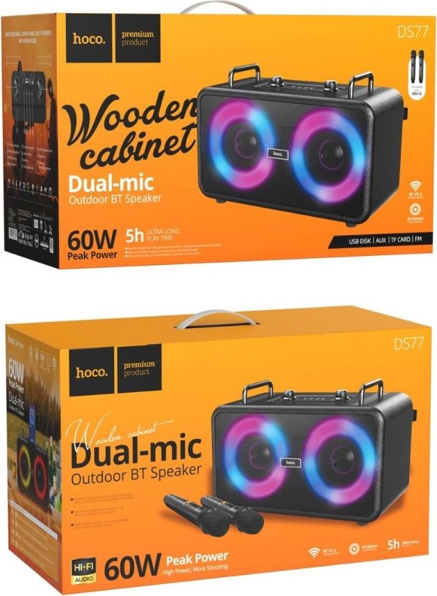 Φορητό Ηχείο Bluetooth 30W με 2 Ασύρματα Μικρόφωνα – Karaoke Party System, RGB Φωτισμός, USB & FM Radio - 60W Peak Power, 5 Ώρες Αυτονομία Φορητό Ηχείο Bluetooth 30W με 2 Ασύρματα Μικρόφωνα – Karaoke Party System, RGB Φωτισμός, USB & FM Radio - 60W Peak Power, 5 Ώρες Αυτονομία
