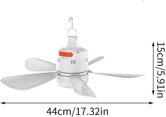 Φορητός Ανεμιστήρας Οροφής με LED & Τηλεχειριστήριο - USB Επαναφορτιζόμενος, 4 Ταχύτητες, 4 Χρονόμετρα, Ιδανικός για Κάμπινγκ & Σκηνή
