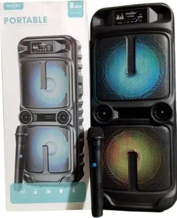 Φορητό Ηχείο Bluetooth 8″ – Karaoke Party Speaker με RGB Φωτισμό - Ασύρματο Μικρόφωνο, TWS, USB/SD, 15-20W, Τηλεχειριστήριο