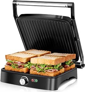 Ψηστιέρα / Τοστιέρα 1800W – 3‑σε‑1 Grill & Panini, Άνοιγμα 180°