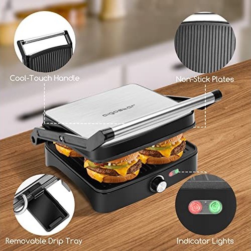 Ψηστιέρα / Τοστιέρα 1800W – 3‑σε‑1 Grill & Panini, Άνοιγμα 180°