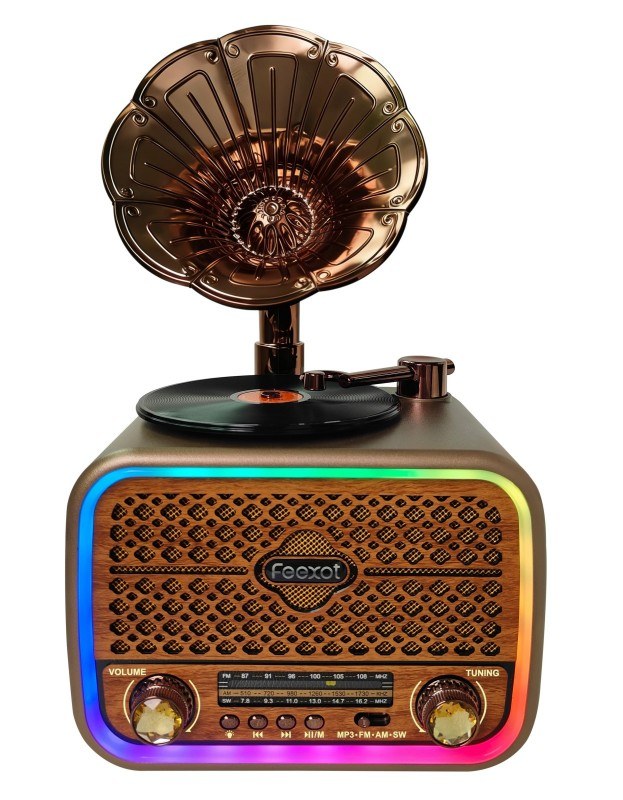 Φορητό Retro Ραδιόφωνο Feexot - Επαναφορτιζόμενο, Bluetooth & USB, MicroSD, Ψηφιακό Ρολόι Φορητό Retro Ραδιόφωνο Feexot - Επαναφορτιζόμενο, Bluetooth & USB, MicroSD, Ψηφιακό Ρολόι