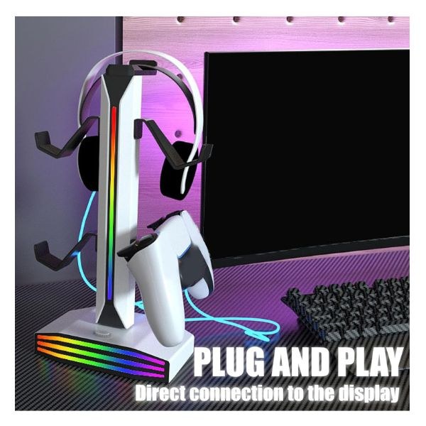 Βάση Gaming - 2 σε 1 RGB οργάνωση για ακουστικά & χειριστήρια - 7 λειτουργίες φωτισμού, 2 USB, Plug & Play Βάση Gaming - 2 σε 1 RGB οργάνωση για ακουστικά & χειριστήρια - 7 λειτουργίες φωτισμού, 2 USB, Plug & Play