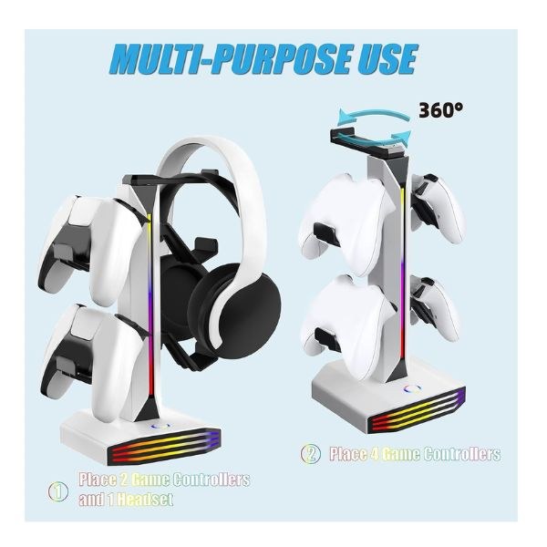 Βάση Gaming - 2 σε 1 RGB οργάνωση για ακουστικά & χειριστήρια - 7 λειτουργίες φωτισμού, 2 USB, Plug & Play Βάση Gaming - 2 σε 1 RGB οργάνωση για ακουστικά & χειριστήρια - 7 λειτουργίες φωτισμού, 2 USB, Plug & Play
