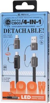 Καλώδιο Φόρτισης 4 Σε 1 - 100W Με Ψηφιακή Ένδειξη, Μεταφορά Δεδομένων Και Μήκος 1.2m Καλώδιο Φόρτισης 4 Σε 1 - 100W Με Ψηφιακή Ένδειξη, Μεταφορά Δεδομένων Και Μήκος 1.2m