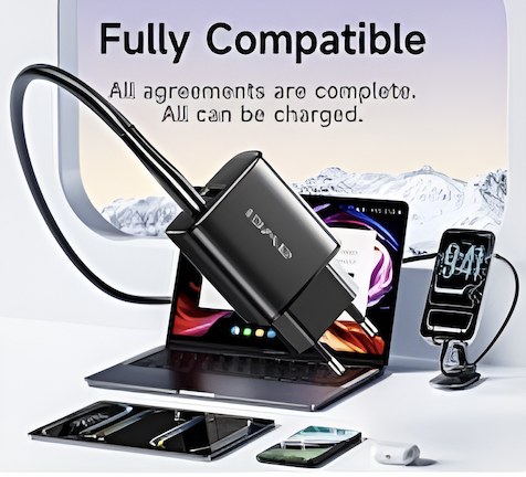 Ταχυφορτιστής 22.5W με USB-C, USB-A και καλώδιο Lightning - Διπλή θύρα, AC 100-240V