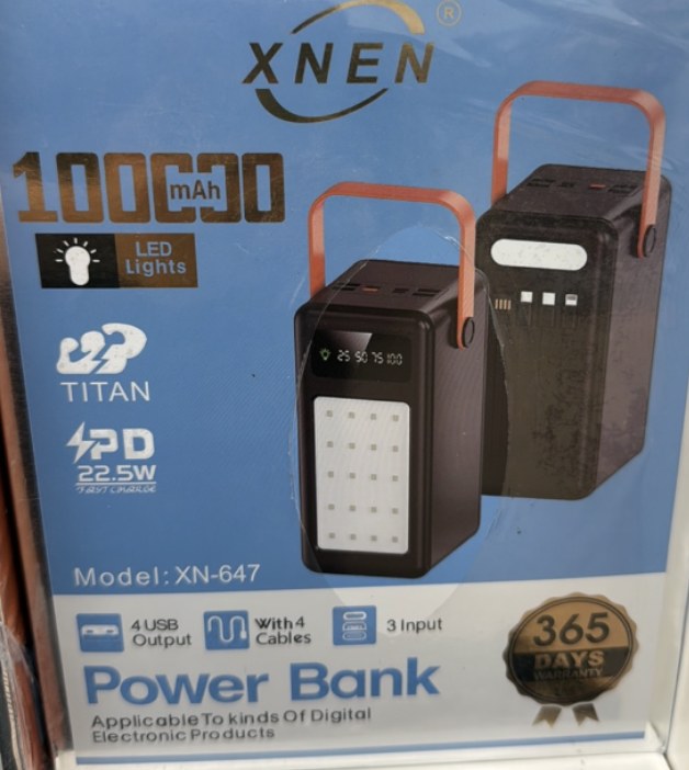 Power Bank 100000mAh Με Γρήγορη Φόρτιση PD 22.5W, 4 USB, 4 Ενσωματωμένα Καλώδια Και LED Φωτισμό Power Bank 100000mAh Με Γρήγορη Φόρτιση PD 22.5W, 4 USB, 4 Ενσωματωμένα Καλώδια Και LED Φωτισμό