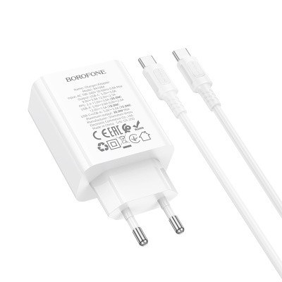 Φορτιστής Τοίχου 30W - USB-C PD & USB-A QC 3.0, Λευκός, C-C