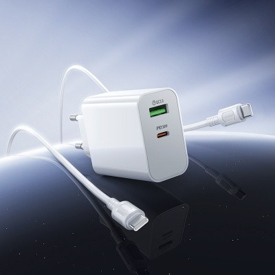 Φορτιστής Τοίχου 30W - USB-C PD & USB-A QC 3.0, Λευκός, C-C