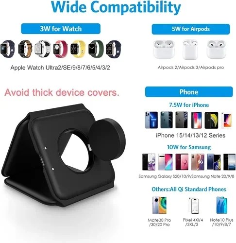 Ασύρματη Βάση Φόρτισης 3 σε 1 Magnetic Wireless Charger - Ταυτόχρονη Φόρτιση για Smartphone, Watch & Ακουστικά, Αναδιπλούμενη, σε Μαύρη Απόχρωση Ασύρματη Βάση Φόρτισης 3 σε 1 Magnetic Wireless Charger - Ταυτόχρονη Φόρτιση για Smartphone, Watch & Ακουστικά, Αναδιπλούμενη, σε Μαύρη Απόχρωση