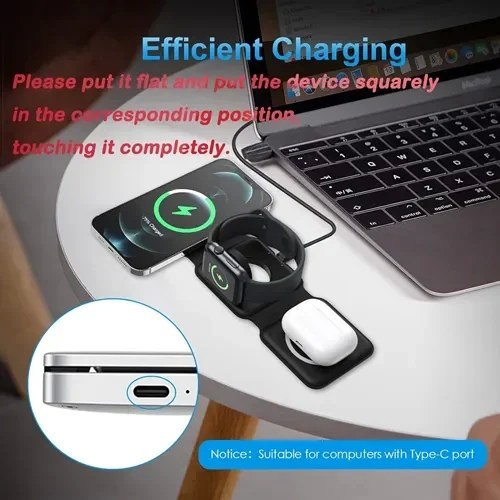 Ασύρματη Βάση Φόρτισης 3 σε 1 Magnetic Wireless Charger - Ταυτόχρονη Φόρτιση για Smartphone, Watch & Ακουστικά, Αναδιπλούμενη, σε Μαύρη Απόχρωση Ασύρματη Βάση Φόρτισης 3 σε 1 Magnetic Wireless Charger - Ταυτόχρονη Φόρτιση για Smartphone, Watch & Ακουστικά, Αναδιπλούμενη, σε Μαύρη Απόχρωση