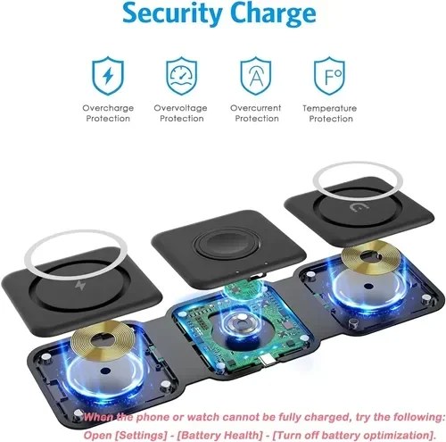 Ασύρματη Βάση Φόρτισης 3 σε 1 Magnetic Wireless Charger - Ταυτόχρονη Φόρτιση για Smartphone, Watch & Ακουστικά, Αναδιπλούμενη, σε Μαύρη Απόχρωση Ασύρματη Βάση Φόρτισης 3 σε 1 Magnetic Wireless Charger - Ταυτόχρονη Φόρτιση για Smartphone, Watch & Ακουστικά, Αναδιπλούμενη, σε Μαύρη Απόχρωση