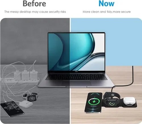 Ασύρματη Βάση Φόρτισης 3 σε 1 Magnetic Wireless Charger - Ταυτόχρονη Φόρτιση για Smartphone, Watch & Ακουστικά, Αναδιπλούμενη, σε Μαύρη Απόχρωση Ασύρματη Βάση Φόρτισης 3 σε 1 Magnetic Wireless Charger - Ταυτόχρονη Φόρτιση για Smartphone, Watch & Ακουστικά, Αναδιπλούμενη, σε Μαύρη Απόχρωση