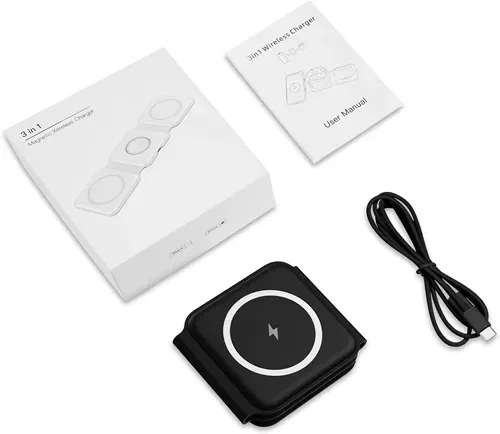 Ασύρματη Βάση Φόρτισης 3 σε 1 Magnetic Wireless Charger - Ταυτόχρονη Φόρτιση για Smartphone, Watch & Ακουστικά, Αναδιπλούμενη, σε Μαύρη Απόχρωση Ασύρματη Βάση Φόρτισης 3 σε 1 Magnetic Wireless Charger - Ταυτόχρονη Φόρτιση για Smartphone, Watch & Ακουστικά, Αναδιπλούμενη, σε Μαύρη Απόχρωση