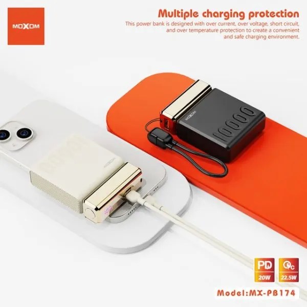 Mini Power Bank MOXOM MX-PB174 10000mAh - Ταχεία φόρτιση 22.5W, PD20W και Οθόνη LCD Mini Power Bank MOXOM MX-PB174 10000mAh - Ταχεία φόρτιση 22.5W, PD20W και Οθόνη LCD