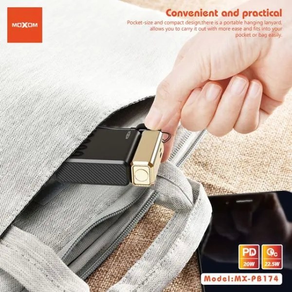 Mini Power Bank MOXOM MX-PB174 10000mAh - Ταχεία φόρτιση 22.5W, PD20W και Οθόνη LCD Mini Power Bank MOXOM MX-PB174 10000mAh - Ταχεία φόρτιση 22.5W, PD20W και Οθόνη LCD