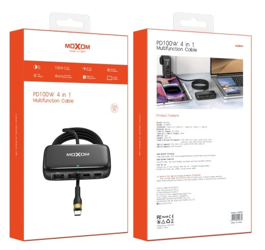 Καλώδιο Φόρτισης PD 100W - 4 σε 1, 2x USB-C & 2x USB-A, 1.5m, Γρήγορη Φόρτιση Καλώδιο Φόρτισης PD 100W - 4 σε 1, 2x USB-C & 2x USB-A, 1.5m, Γρήγορη Φόρτιση