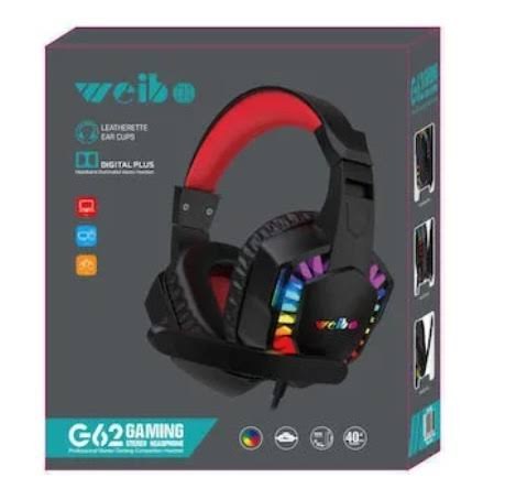 Ενσύρματα Gaming Ακουστικά Weibo G62 με Μικρόφωνο & RGB LED - 2x 3.5mm & USB Ενσύρματα Gaming Ακουστικά Weibo G62 με Μικρόφωνο & RGB LED - 2x 3.5mm & USB