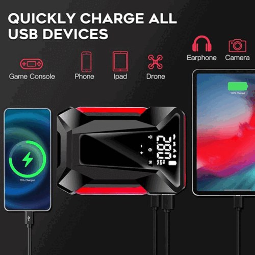Εκκινητής Μπαταρίας 12V - 12000mAh με Αεροσυμπιεστή & Φως Έκτακτης Ανάγκης