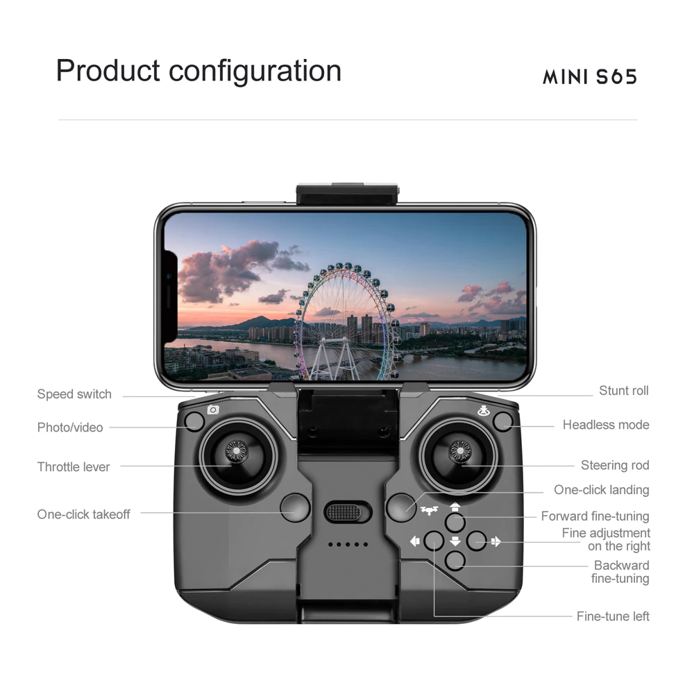 S65 Mini Drone FPV με 4K Κάμερα & Χειριστήριο, Συμβατό με Smartphone
