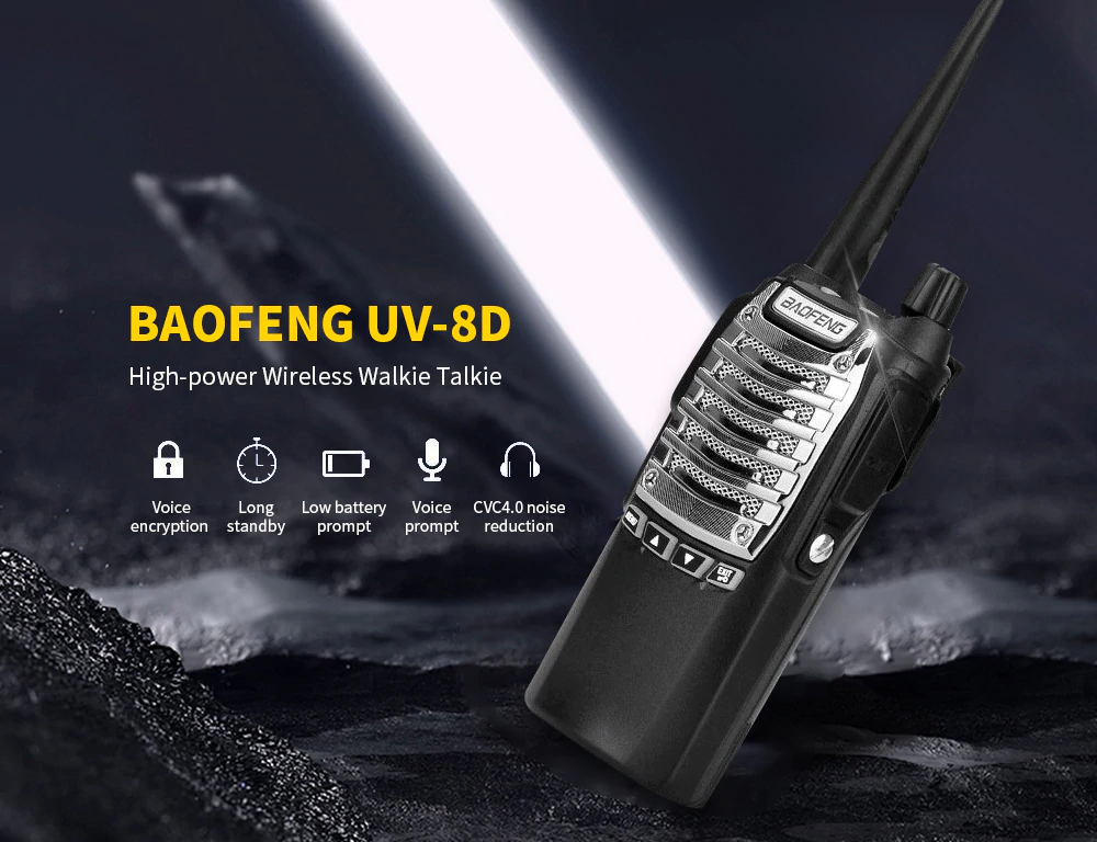 Ισχυρός Ασύρματος Φορητός Πομποδέκτης UHF VHF - Baofeng 8W 128 Κανάλια PMR Dual Band Long Range με Φακό LED Walkie Talkie