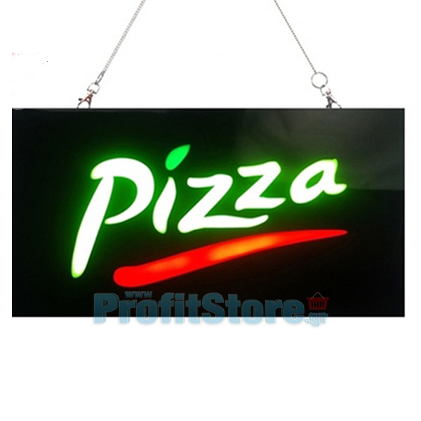 Extra Bright Φωτιζόμενη Αναλαμπών Διαφημιστική Πινακίδα Pizza - Flashing Επιγραφή LED Ταμπέλα που Αναβοσβήνει