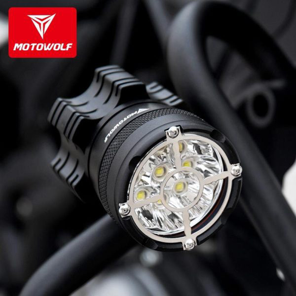 Σετ Προβολάκια Αλουμινίου Μοτοσυκλέτας Motowolf 36W 6500Κ με 3 Λειτουργίες Φωτισμού - Μαύρα