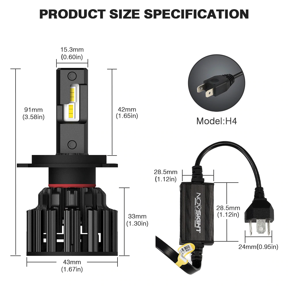 Σετ 2 Λάμπες Αυτοκινήτου NovSight Led H7 100W 20000LM 6000K