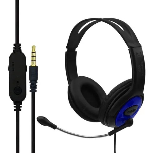 Gaming Ρυθμιζόμενα Ακουστικά Κεφαλής με Μικρόφωνο Jack 3,5mm On Ear για Υπολογιστή - Ενσύρματα PC& PS4 Headset Μπλε