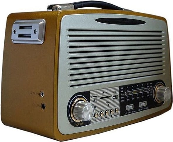 Retro Φορητό Επαναφορτιζόμενο Ραδιόφωνο USB/SD Mp3 Player Kemai Καφέ