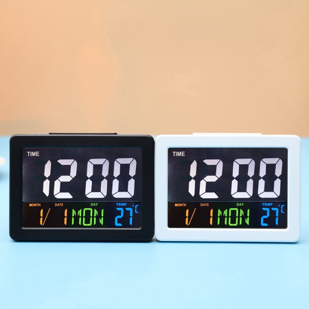 Επιτραπέζιο Ψηφιακό Ρολόι Έγχρωμο με Ξυπνητήρι, Ημερομηνία & Θερμοκρασία