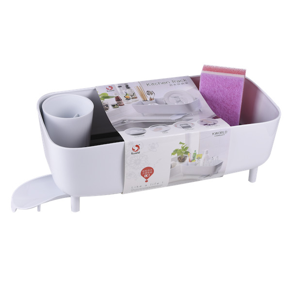 Σετ Πιατοθήκη με Σφουγγάρι 40cm x 20cm x 14cm Λευκό Σετ Πιατοθήκη με Σφουγγάρι 40cm x 20cm x 14cm Λευκό