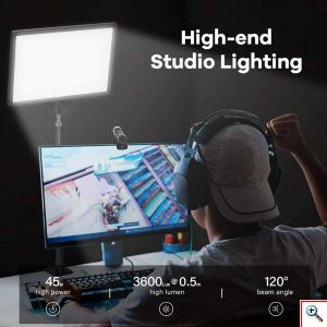 Φωτιστικό LED 45W 36x25cm με LCD Οθόνη - Ρύθμιση Χρώματος Φωτισμού 3200-6000Κ - Ρύθμιση Φωτεινότητας & Τηλεχειριστήριο A111 - Μαύρο