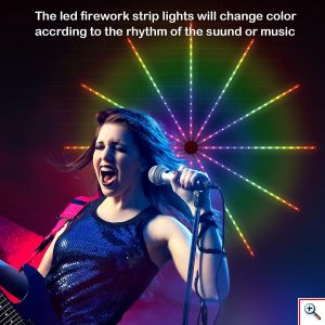 Σετ Ταινίες με Πολύχρωμα RGB LED 6W σε Σχήμα Πυροτεχνήματος Μήκους 0.5m με App Εφαρμογή - Τηλεχειριστήριο & Τροφοδοσία USB
