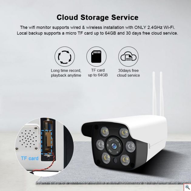 Αδιάβροχη Ασύρματη IP WiFi/Ethernet Κάμερα HD 720p Εσωτερικού & Εξωτερικού χώρου με Νυχτερινή Λήψη, Ανιχνευτή Κίνησης, Ειδοποίηση στο Κινητό, Μικρόφωνο, Ηχείο (Ενδοεπικοινωνία Μωρού), Σειρήνα & Micro SD