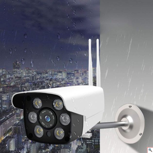 Αδιάβροχη Ασύρματη IP WiFi/Ethernet Κάμερα HD 720p Εσωτερικού & Εξωτερικού χώρου με Νυχτερινή Λήψη, Ανιχνευτή Κίνησης, Ειδοποίηση στο Κινητό, Μικρόφωνο, Ηχείο (Ενδοεπικοινωνία Μωρού), Σειρήνα & Micro SD
