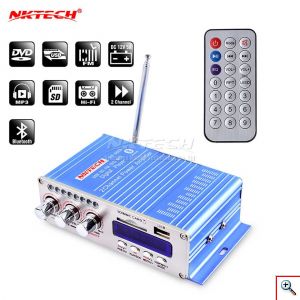 Φορητός Hi-Fi Bluetooth Στέρεο Ραδιοενισχυτής 40W USB, SD, FM MP3 12V - Ενισχυτής Αυτοκινήτου με Τηλεχειριστήριο - Κόκκινο