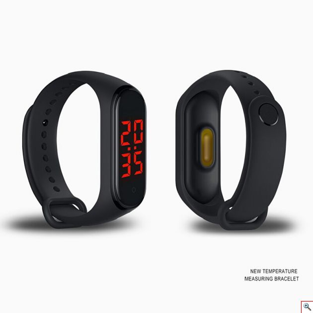 Έξυπνο Θερμόμετρο - Ρολόι Χειρός Αδιάβροχο Bracelet USB - Intelligent Temperature Measurement Smart Watch Band Μαύρο