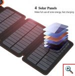 Αδιάβροχη Ηλιακή Μπαταρία Φορτιστής με 4x Ηλιακά Πάνελ Υψηλής Ισχύος 2A & Φωτιστικό / Φακό LED - Foldable Solar PowerBank