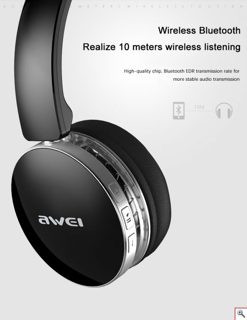 Ασύρματα & Ενσύρματα On-Ear Ακουστικά AWEI A500BL Bluetooth Headphones Aux, Handsfree με Μικρόφωνο - Foldable Wireless Headset Noise Canceling
